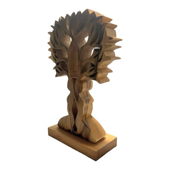 Handmade Thai Wooden Tree of Life Sculpture Amulet Home Decor NWT - Picture 3 of 5